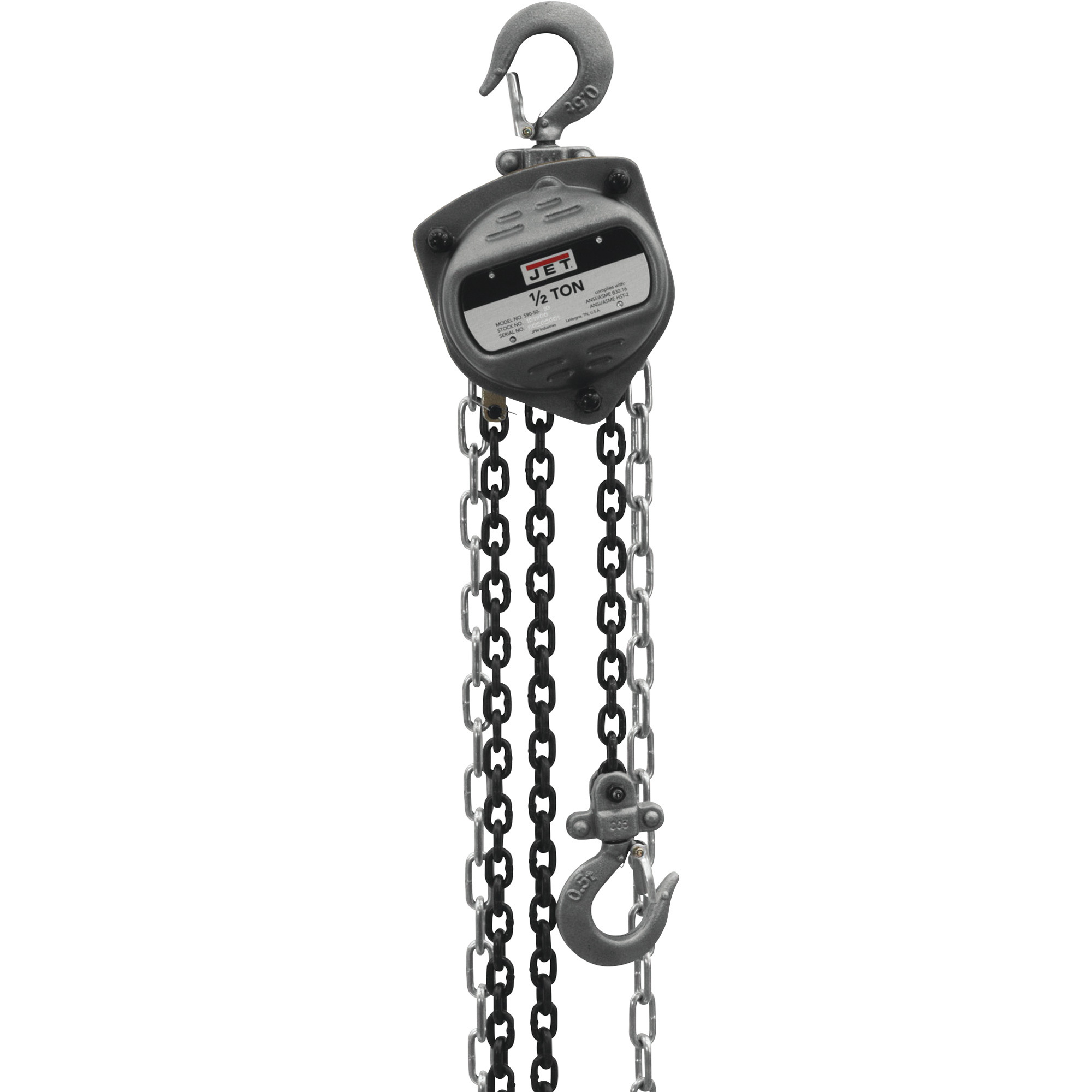 JET S90 Series Manual Chain Hoist, 1/2-Ton Capacity, 10-Ft. Lift, Model# S90-50-10
